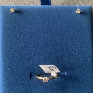 14kt Yellow Gold - .50ctw Champagne Diamond Set - Stud Earrings & Size 7 Ring
